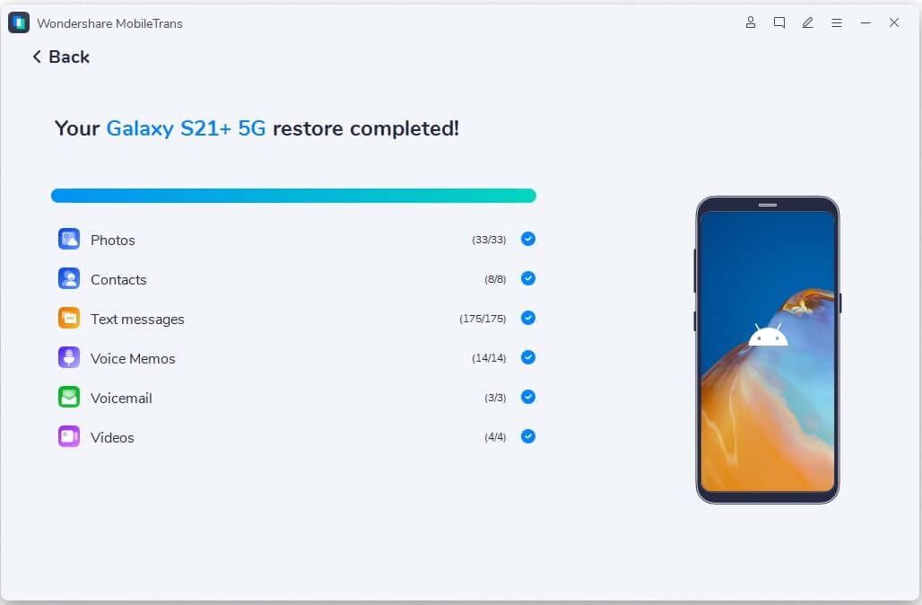 iPhoneの連絡先をSamsungに転送する場合にのみ連絡先にチェックマークを付ける