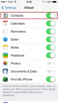 sync contacts via iCloud